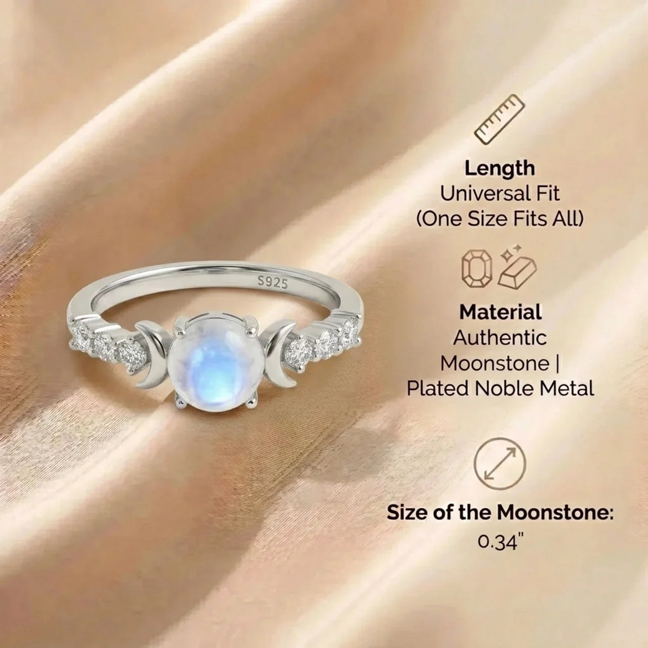 Moonstone Ring - Double Moon