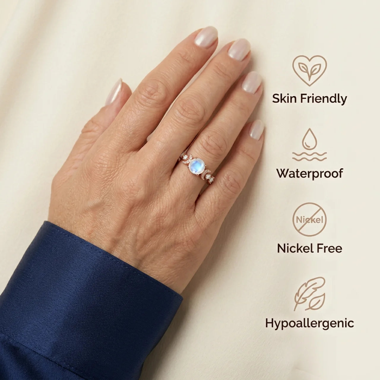 Moonstone Ring - Double Moon