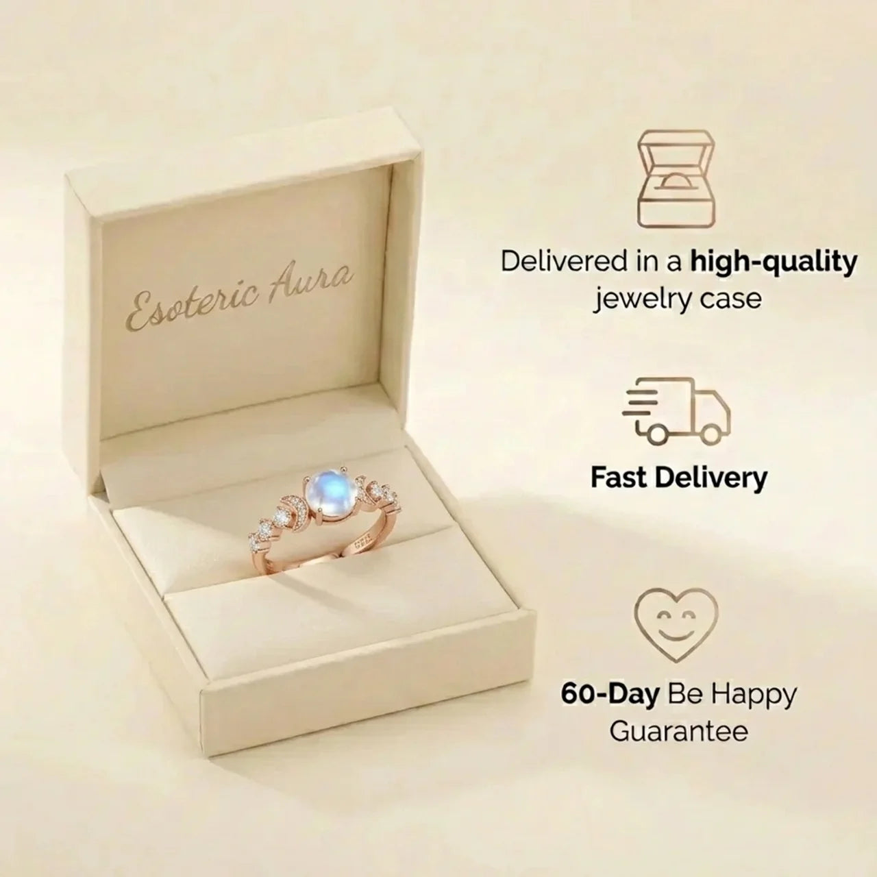 Moonstone Ring - Double Moon