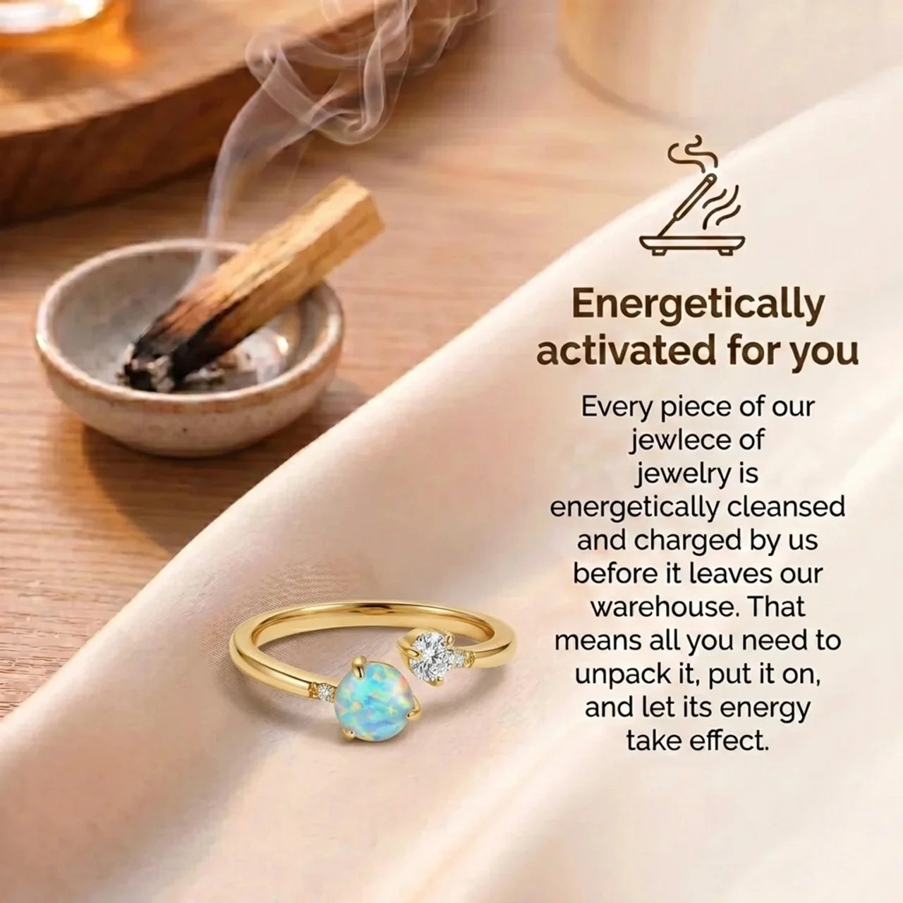 Moonstone & White Zircon Ring - Open Star