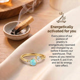 Moonstone & White Zircon Ring - Open Star