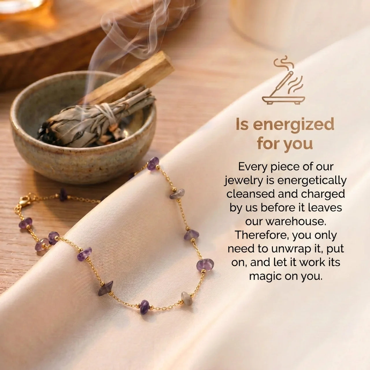 Amethyst Necklace - Raw Beads in Silver
