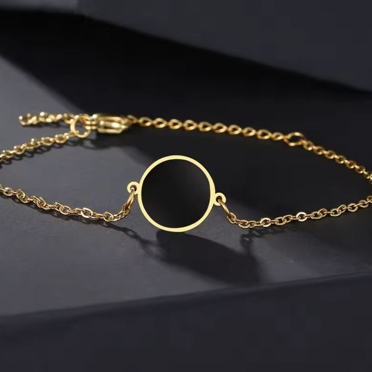 Obsidian Bracelet - Circle Medallion