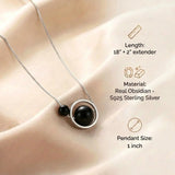 Obsidian Necklace - Double Pendant