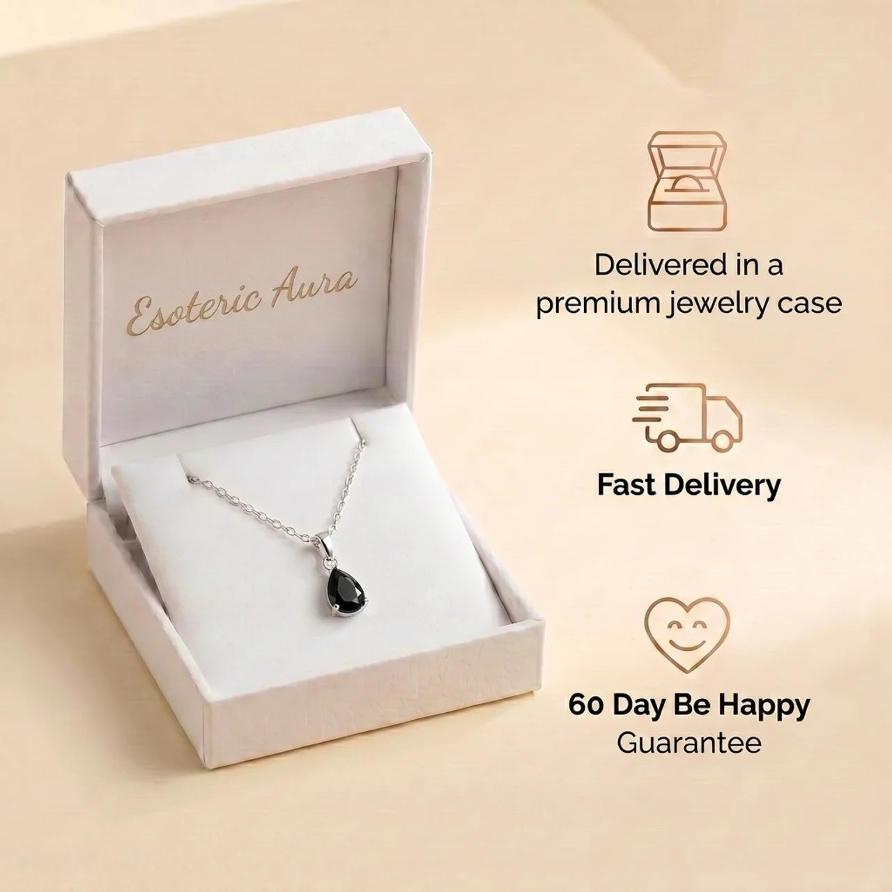 Obsidian Necklace - Teardrop Shape Silver