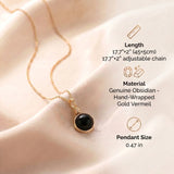 Obsidian Necklace - Wire Medallion