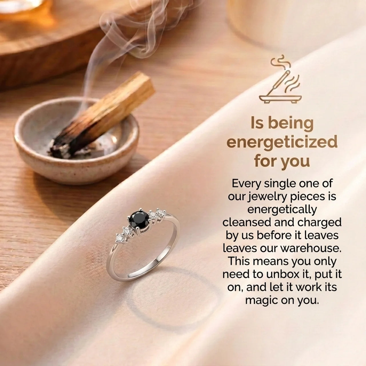 Obsidian Ring - Pearl Cut