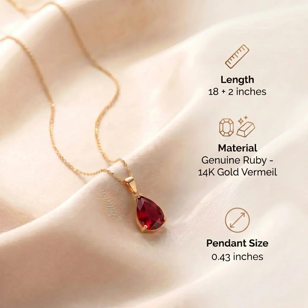 Ruby Necklace - Gold Plated Chain