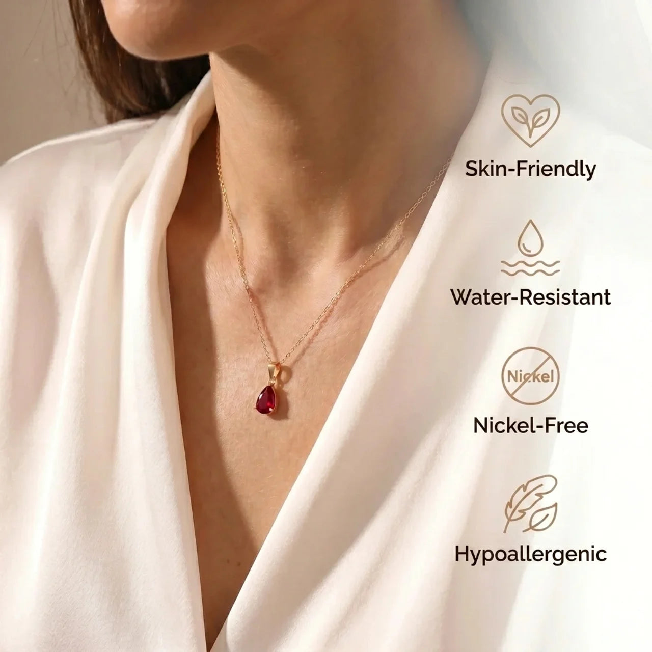 Ruby Necklace - Gold Plated Chain