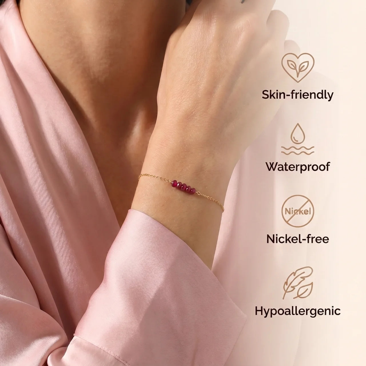 Ruby Bracelet - Delicate Pearls