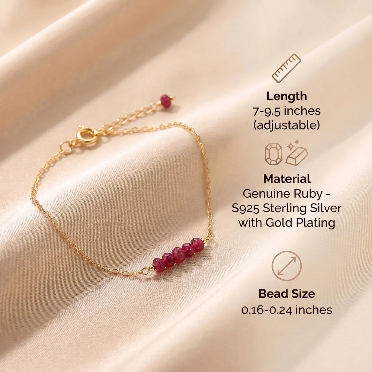 Ruby Bracelet - Delicate Pearls
