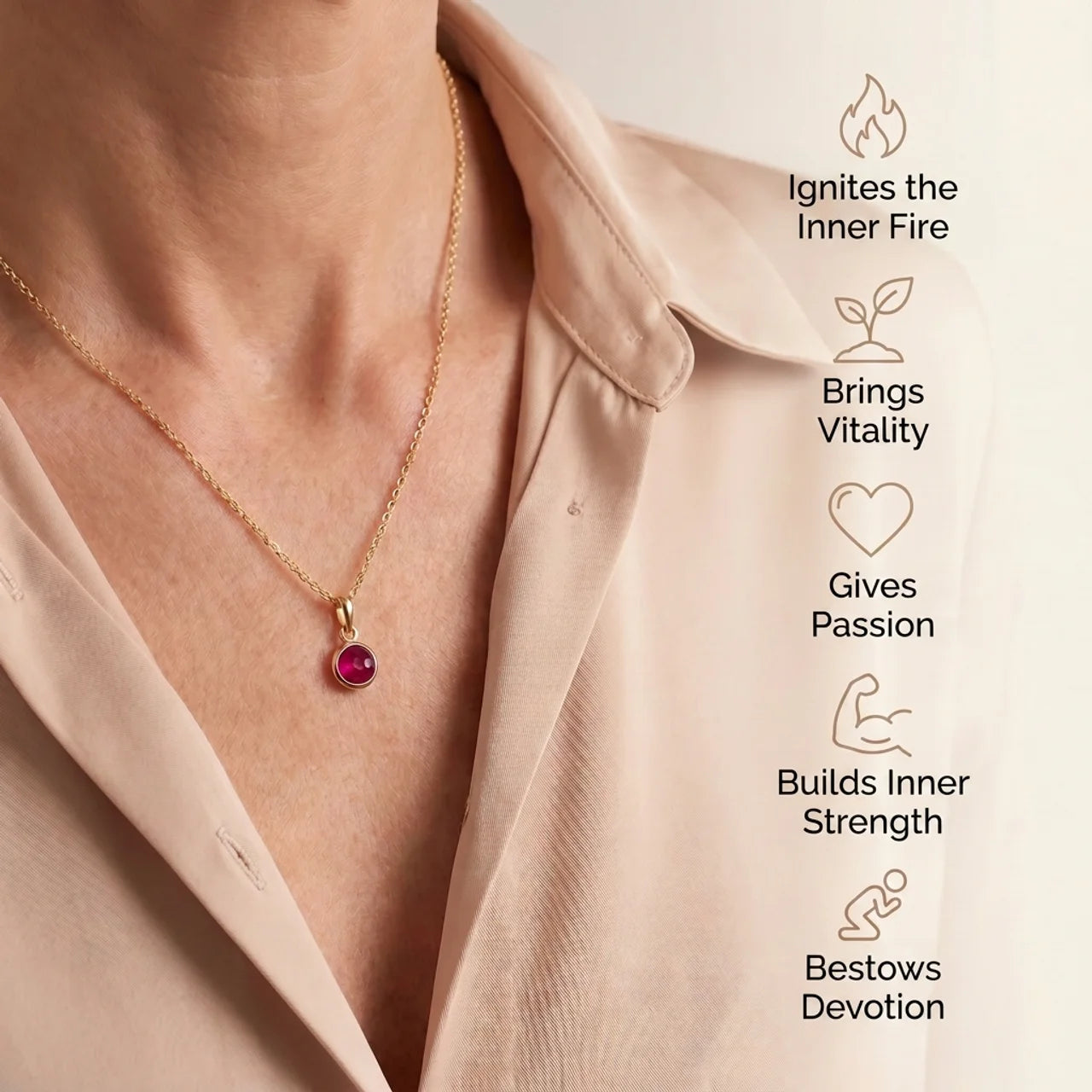 Ruby Necklace - Gold Plating