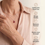 Ruby Necklace - Teardrop Pendant in Silver
