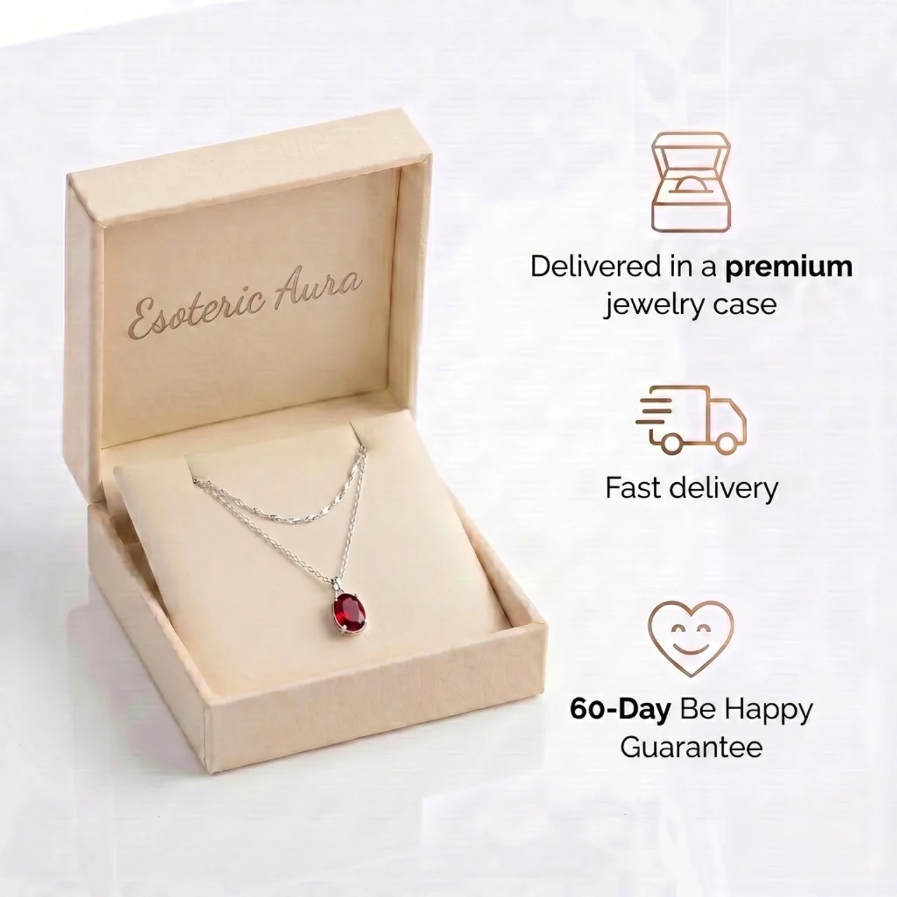Ruby Necklace - Teardrop Pendant in Silver