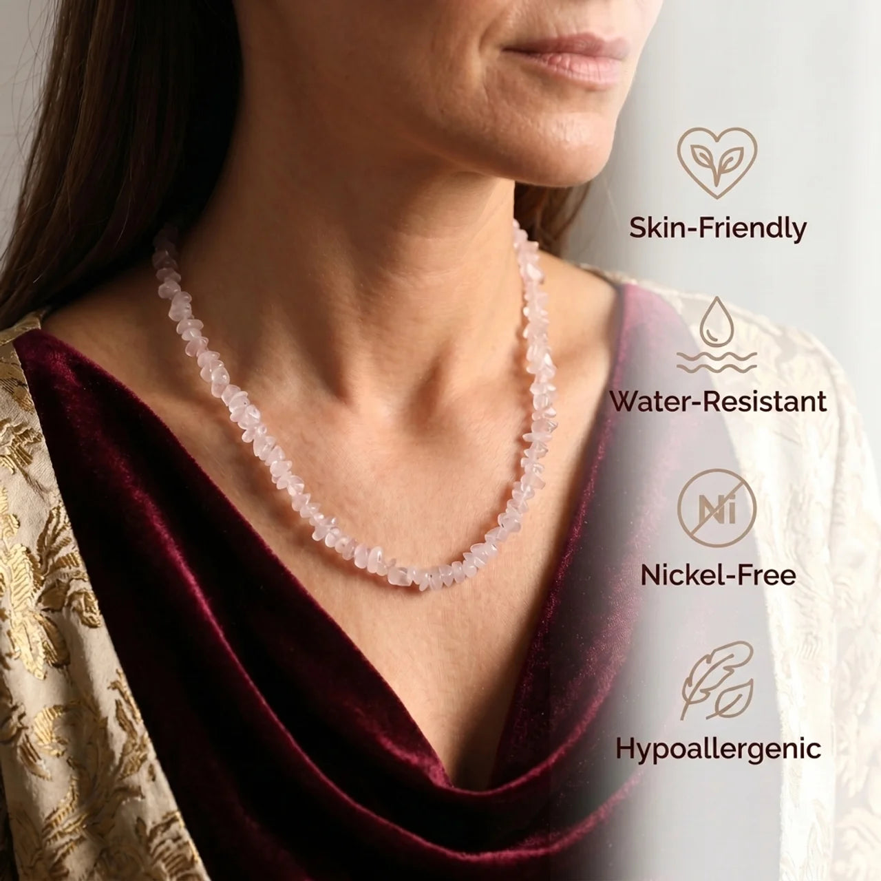 Rose Quartz Necklace - Natural Stones