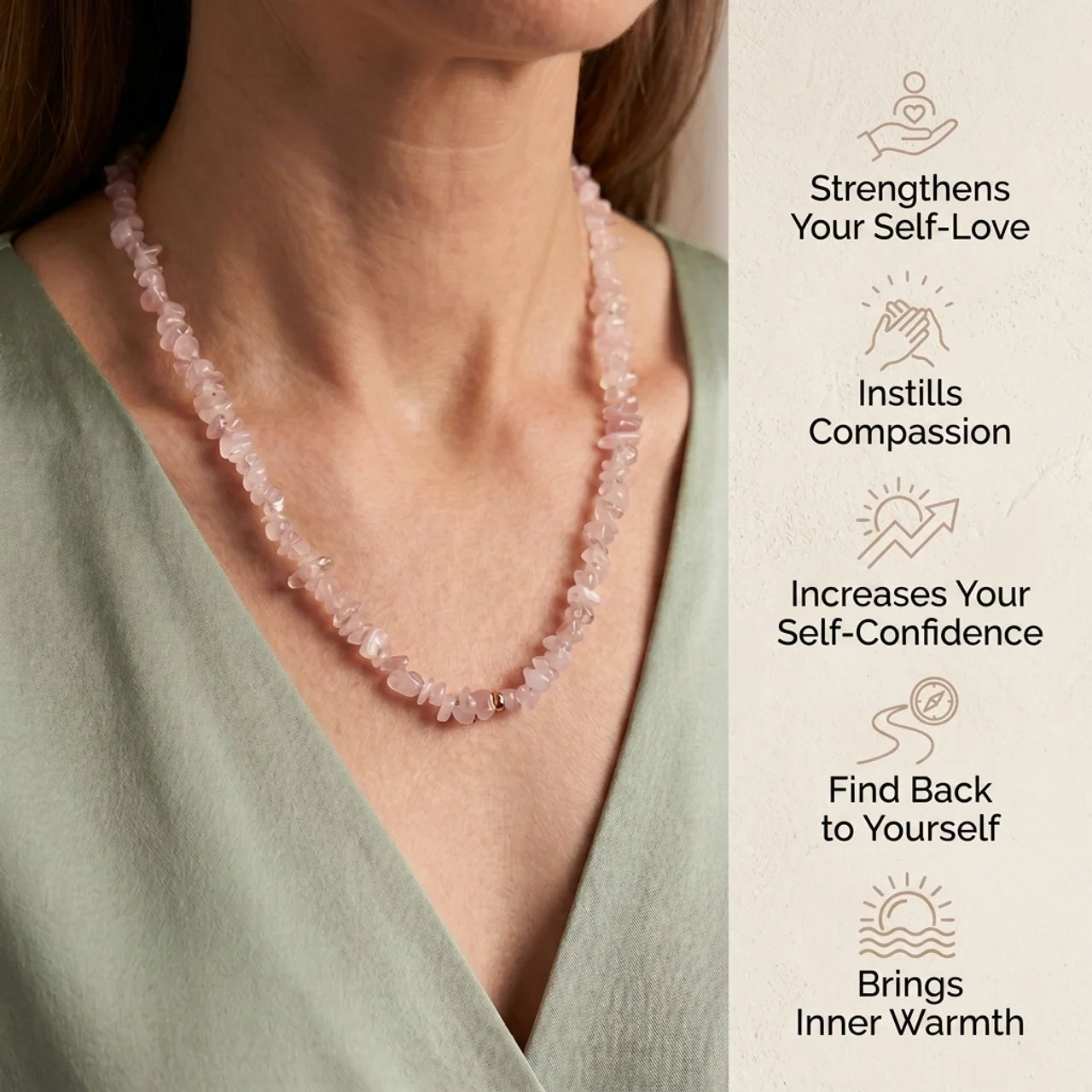 Rose Quartz Necklace - Natural Stones