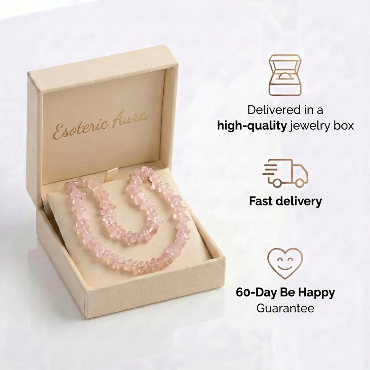 Rose Quartz Necklace - Natural Stones