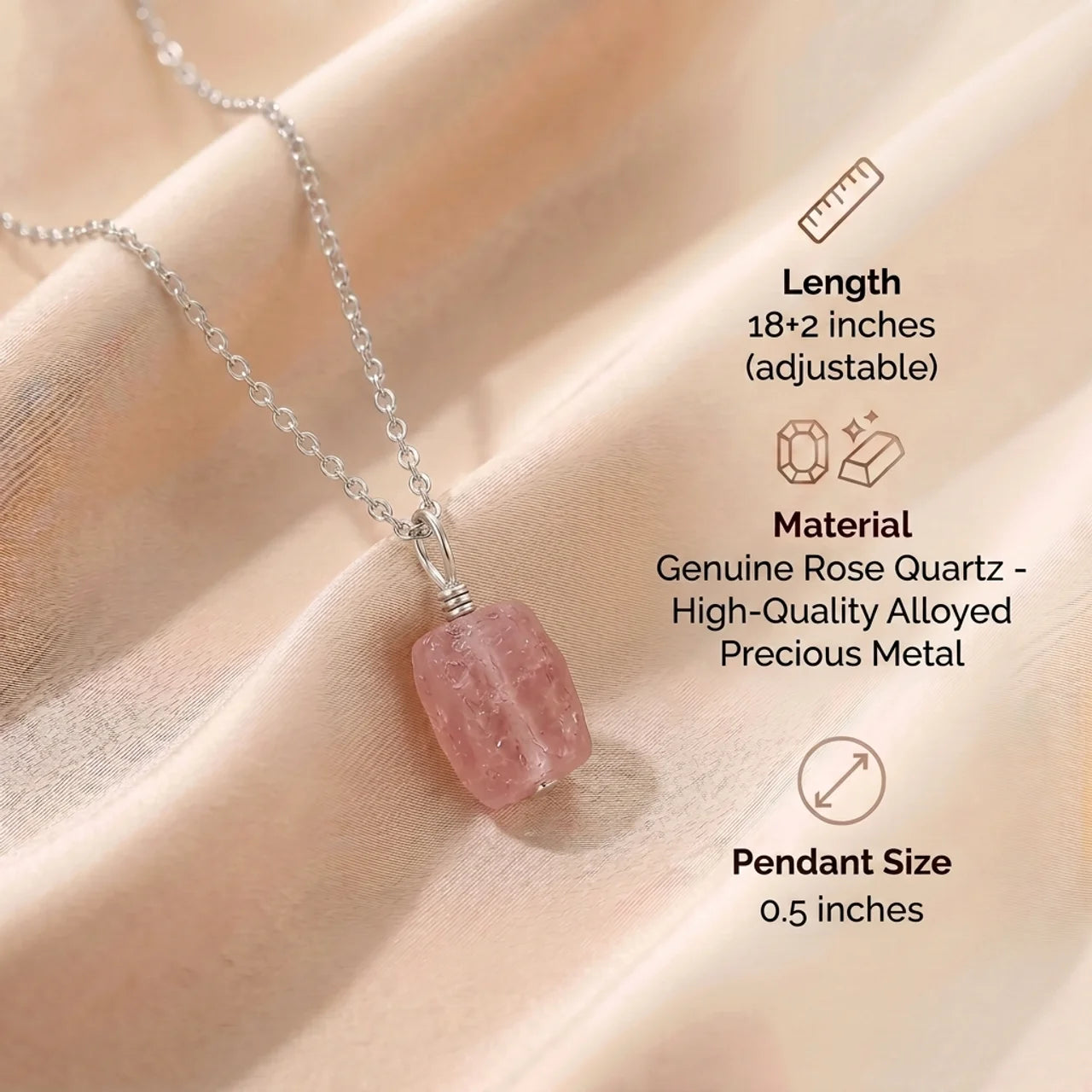 Rose Quartz Necklace - Raw Stone