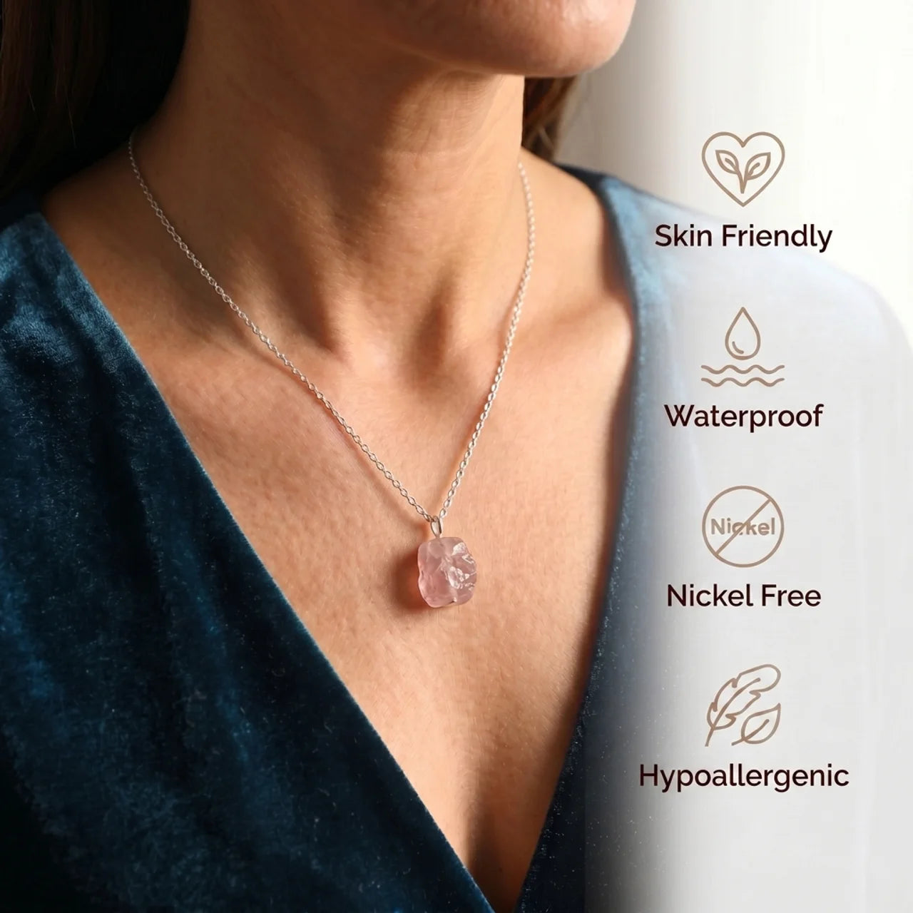Rose Quartz Necklace - Raw Stone