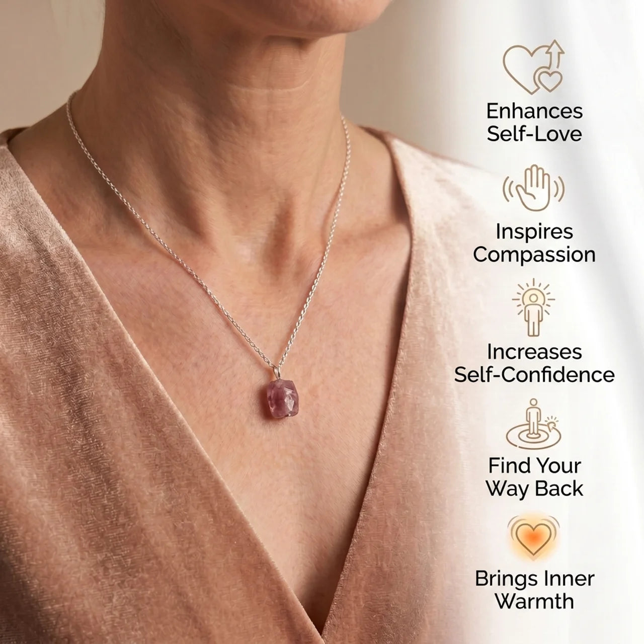 Rose Quartz Necklace - Raw Stone