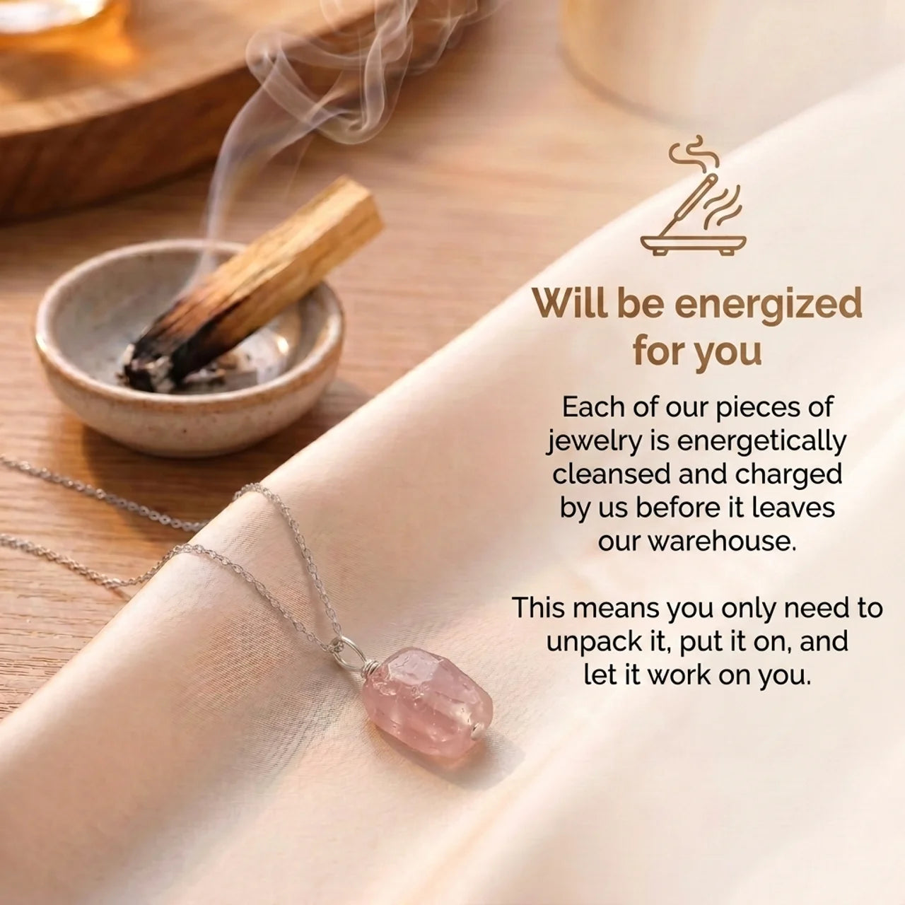 Rose Quartz Necklace - Raw Stone