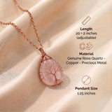 Tree of Life Necklace - Copper & Rose Quartz