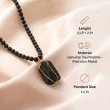 Tourmaline Necklace - Pearl Necklace with Raw Stone