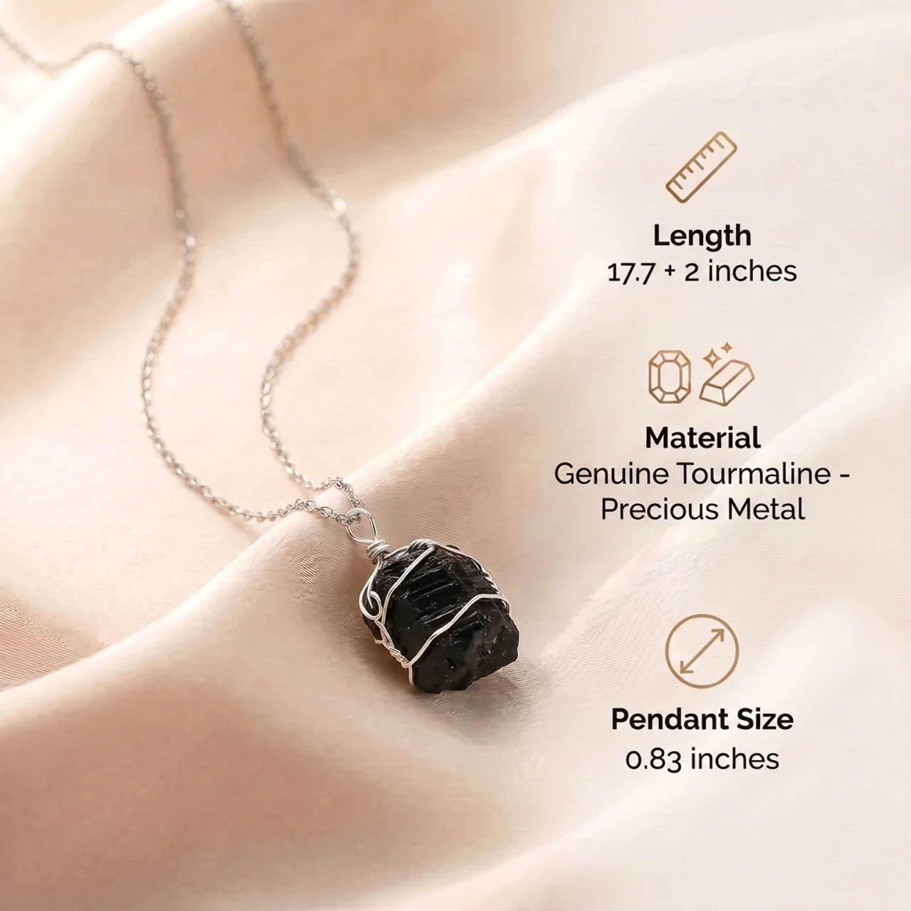 Tourmaline Necklace - Raw Stone in Silver